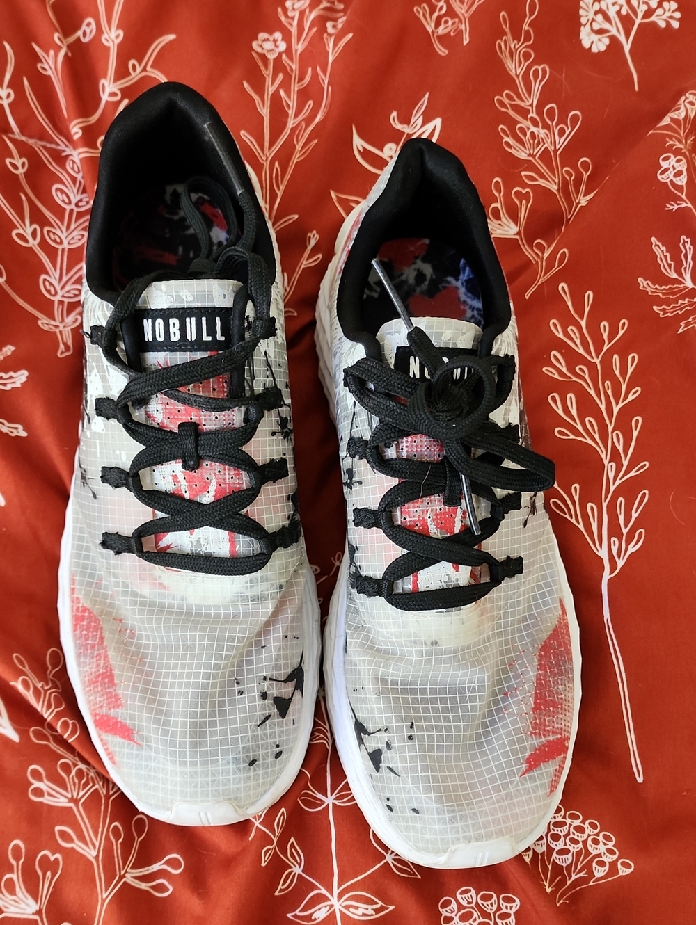NOBULL White Training Sneakers with Black and Coral Accents